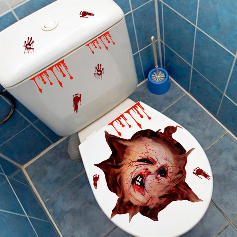 Halloween Window Stickers Horror Face Handprint Toilet Cover 901175819582