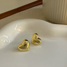 Heart Earrings S925 Silver Gold Peach Women's