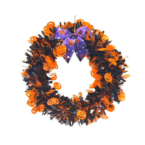 Halloween blomsterkrans med sløjfer 1 stk. 1