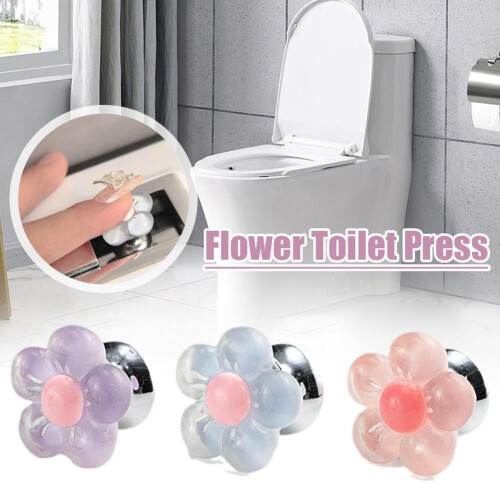 Flower-shaped toilet flush button helper Y6H2 1