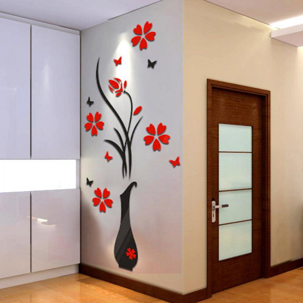 Yakbaofuo 3D Acrylic Wall Stickers Vase Flower Tree Home 901175827143