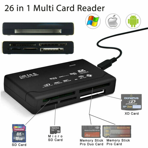 USB 2.0 Speicherkartenleser, schwarz, 5 Stück
