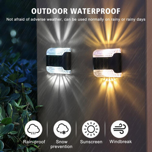 Solcellsdriven LED-vägglampa för utomhusbruk, 4-pack 1