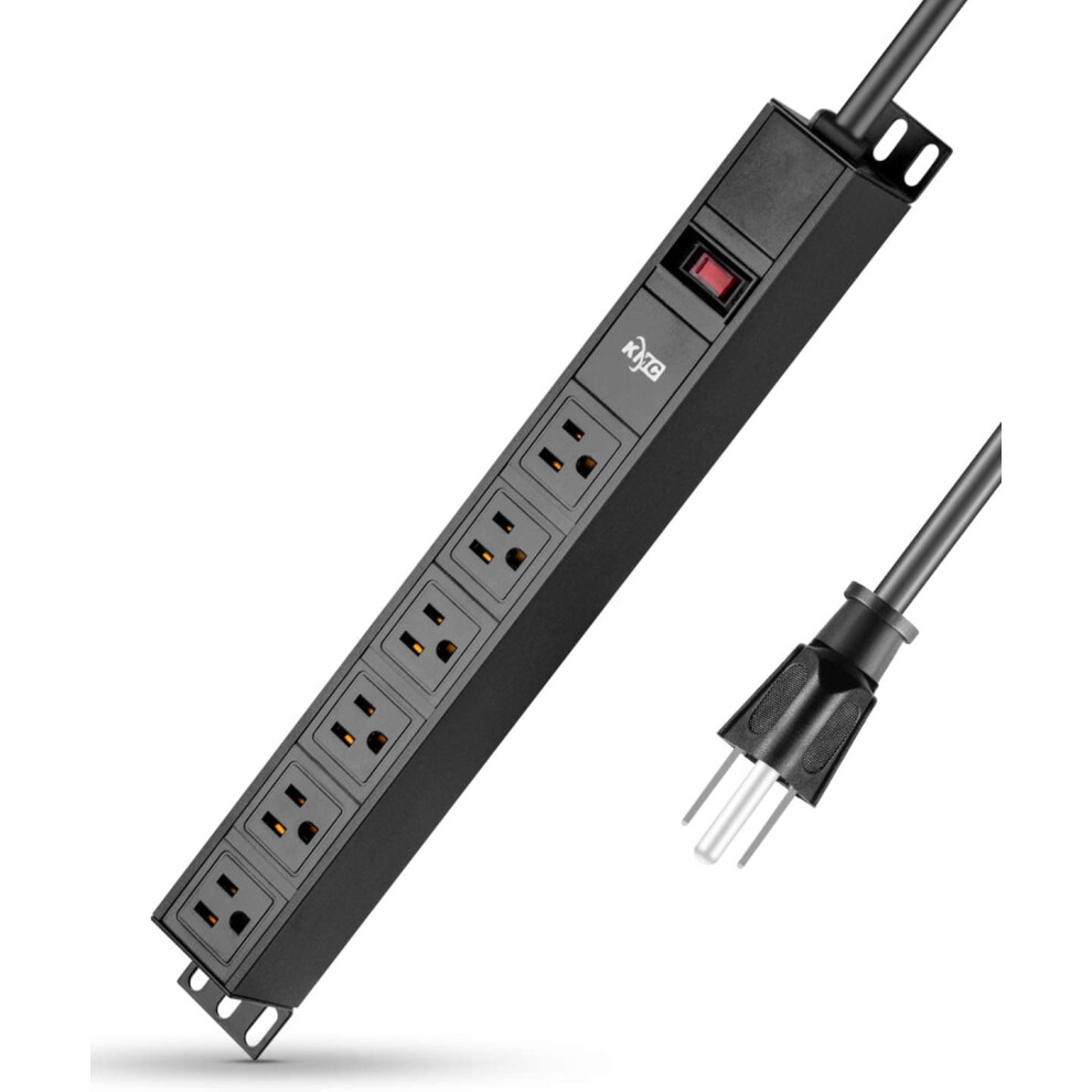 Metal Power Strip Surge Protector 6 Outlets 6 Ft 1800J 354484129666