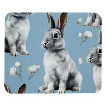Tapis de souris Lapin fleuri 21 x 25 cm Antidérapant