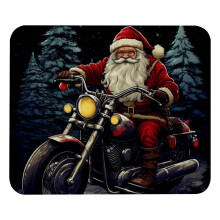 Tapis de bureau Père Noël à moto avec base en caoutchouc