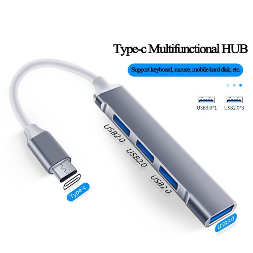 Concentrador USB-C con 4 puertos (2USB2.0, 2USB3.0) 390MB/s