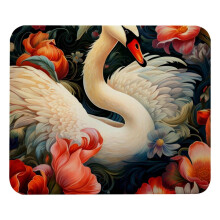 Tapis de souris White Swan, base en caoutchouc antidérapante, 21 x 25 cm