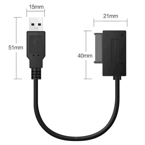 Καλώδιο προσαρμογέα οπτικής μονάδας USB3.0 σε SATA 13 ακίδων 1