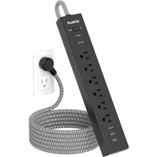 Steckdosenleiste mit Überspannungsschutz, USB-Anschlüssen, 6 Steckdosen