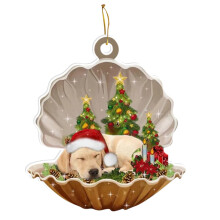 Décoration de Noël Chien endormi Finition nacrée 1 pièce