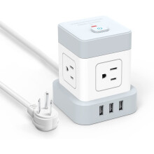 Steckdosenleiste mit flachem USB-Stecker, 4 Steckdosen, 3 USB-Anschlüsse, 1,5 m