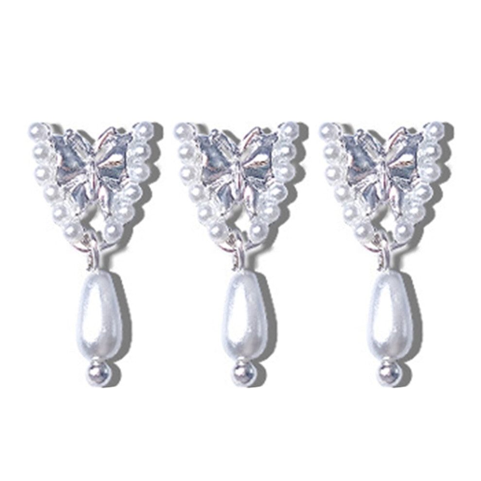 Nail Charms Pentagram Butterfly Faux Pearl 3Pcs