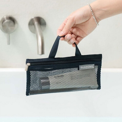 Bolsa de praia em malha de nylon preta