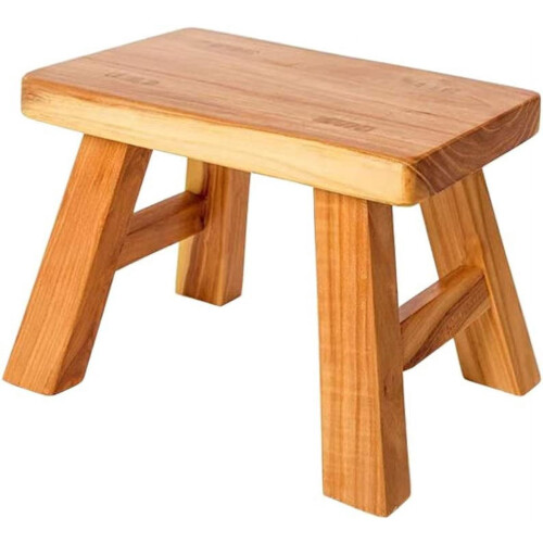 Banquinho de madeira pequeno com acabamento natural de 28 cm (11 polegadas)