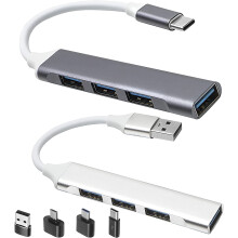 Hub USB C 3.0 de 4 puertos, adaptador ultradelgado (2 unidades)