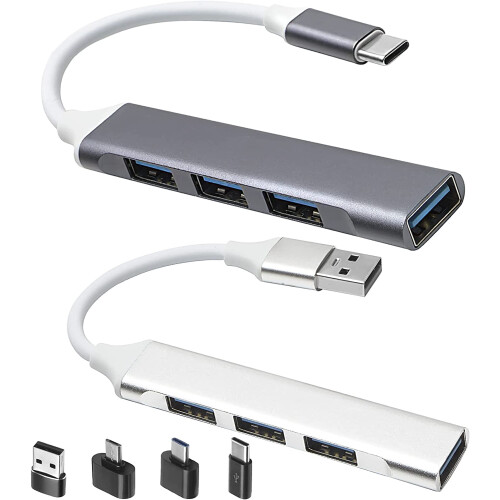 USB-C-Hub 3.0, 4-Port, ultraflacher Adapter, 2 Stück