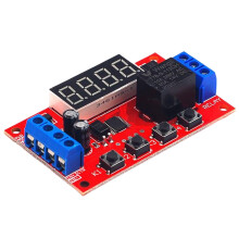 12 V-os LED digitális időzítő relé modul programozható késleltető kapcsoló