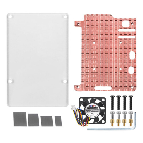 Carcasă metalică cu radiator din cupru pentru Raspberry Pi 5 cu ventilator 1
