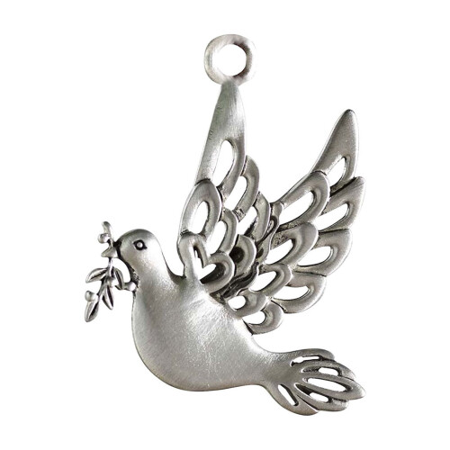 Christmas tree pigeon pendant ornament silver 2.1 in 1