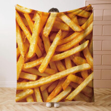 Couverture en flanelle Frites, douce et chaude, 127 x 152 cm