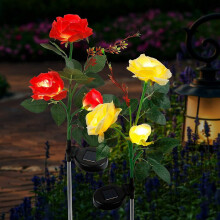 Luzes solares de LED em formato de rosa para jardim externo (pacote com 2)