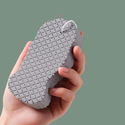 3D vauvan kylpysieni, kalan suomukuvio, harmaa