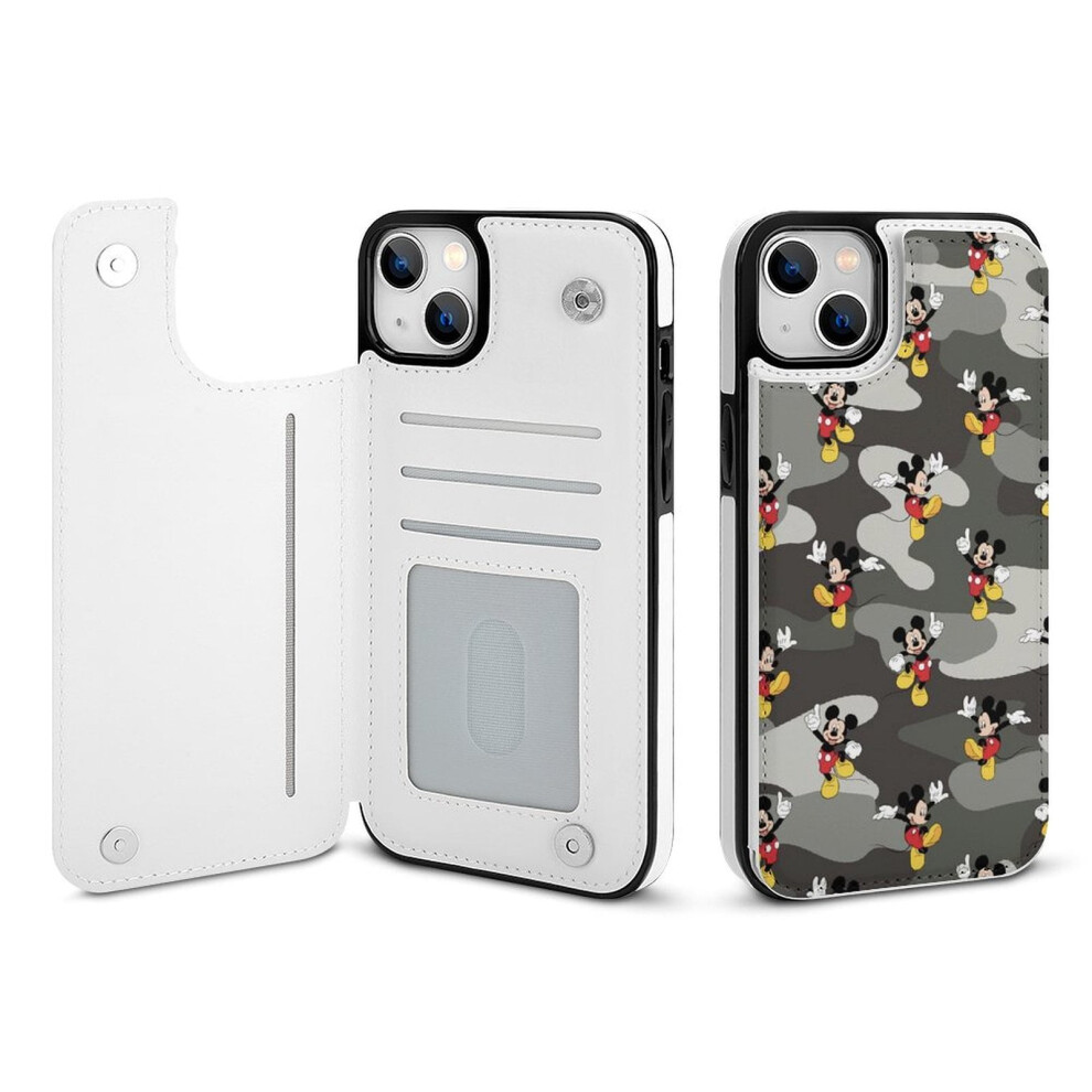 Mickey Mouse Wallet Case For Iphone 14 Plus Pu Leather With 354484010094