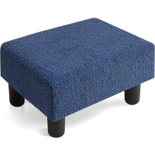 Foot Stool Ottoman with Legs Blue Rectangular 16x12x10in