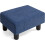 Foot Stool Ottoman with Legs Blue Rectangular 16x12x10in 1