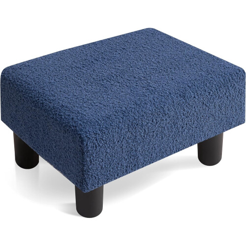 Foot Stool Ottoman with Legs Blue Rectangular 16x12x10in