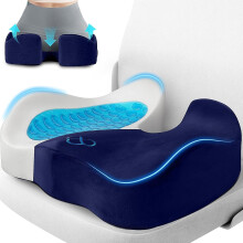 Almofada de assento em espuma viscoelástica com capa removível antiderrapante, cor preta.
