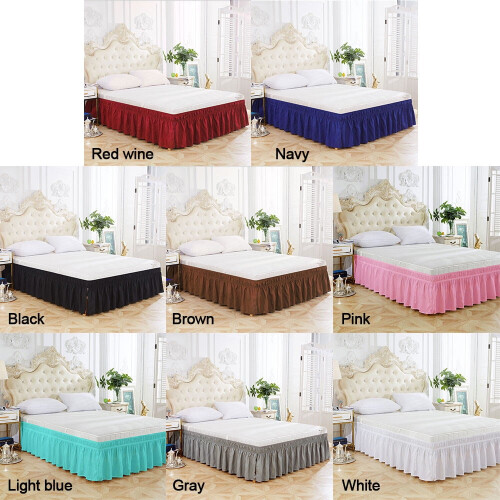 Jupe de lit élastique unie infroissable pour lit simple ou queen size 1