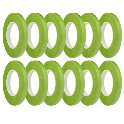 Bloemistentape appelgroen, 12 rollen van 27 meter per rol.
