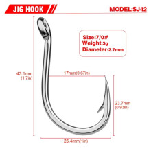 Saltwater Fishing Hook SJ42 Jigging Hook 20pc 1/0#-13/0#