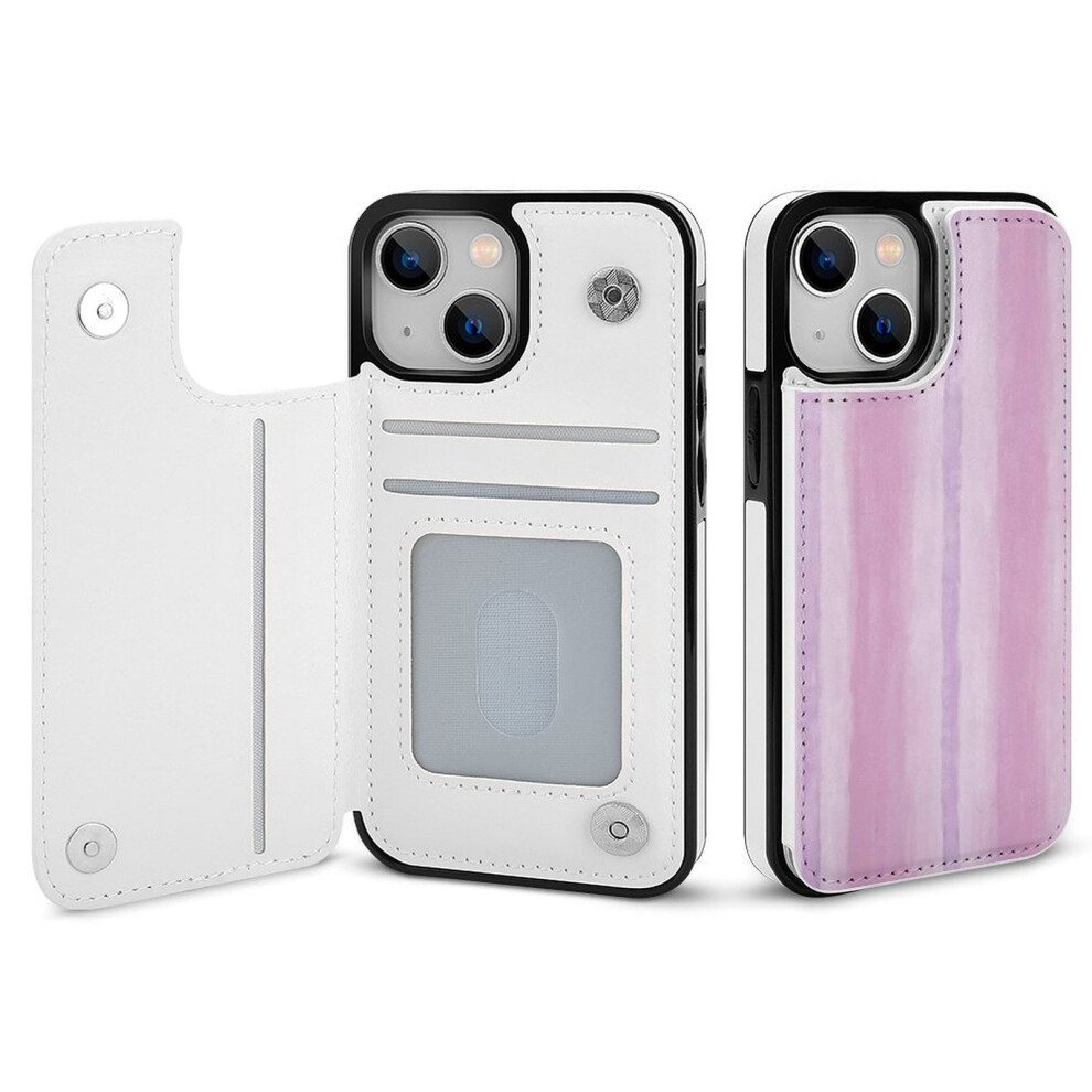 Iphone 14 Striped Pu Leather Wallet Case With Card Holder 354484015303