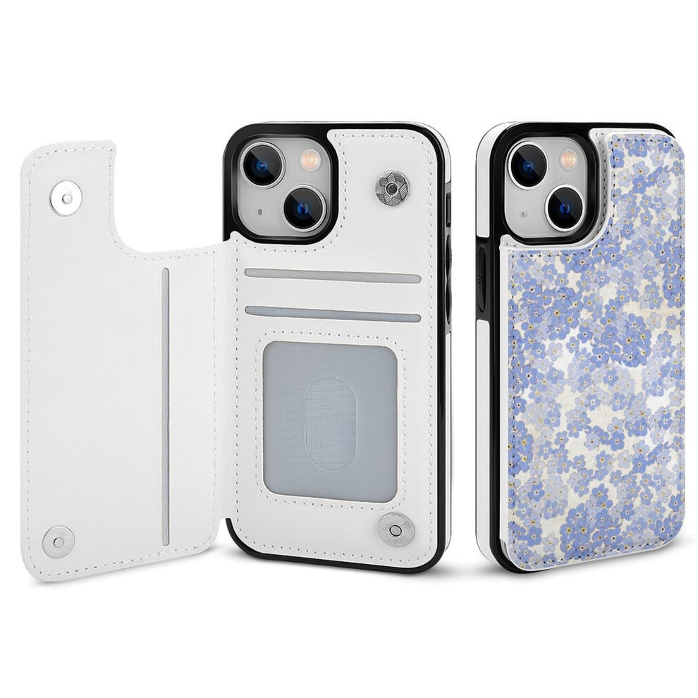 Floral Pu Leather Wallet Case For Iphone 14 With Card 354484016676