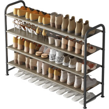 Étagère à chaussures en métal à 4 niveaux, large, noire