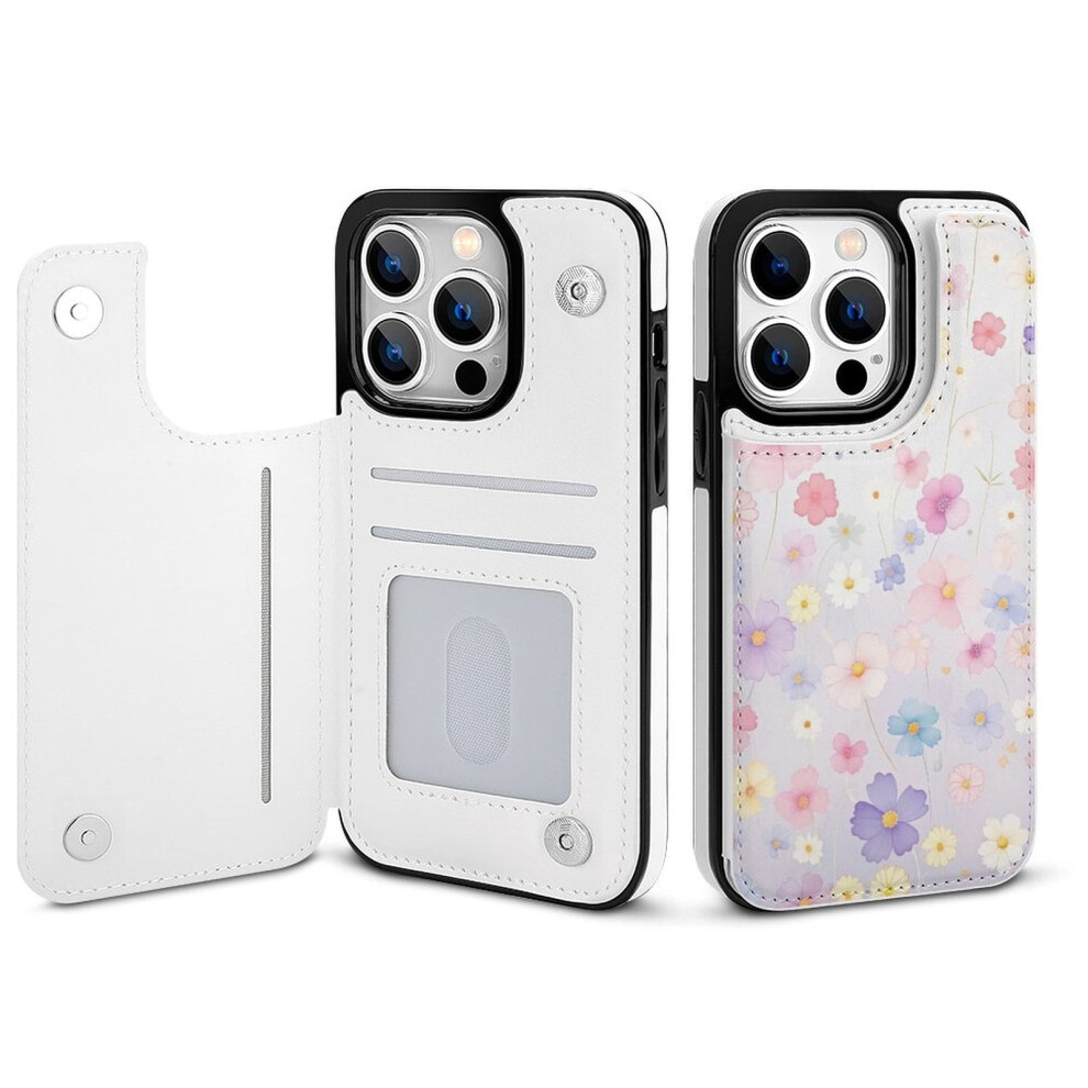 Floral Pu Leather Wallet Case For Iphone 14 Pro With Card 354484016942