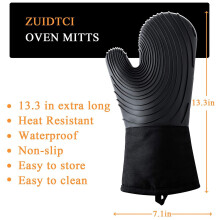 Gants de cuisine en silicone matelassé, paire flexible