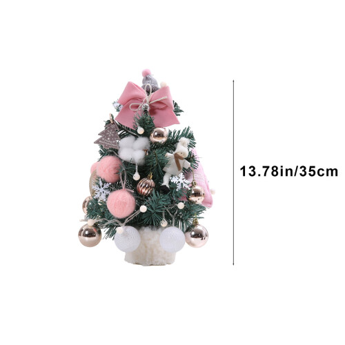 14-inch Flocked Tabletop Christmas Tree with LED Lights and 2