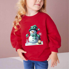 Hipattires toddler cotton crewneck sweatshirt red long