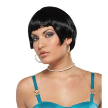 Flapperpruik, zwart, kostuumaccessoire, één stuk