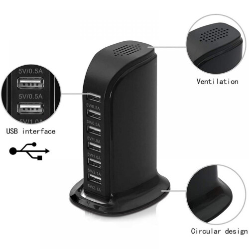 USB-Desktop-Ladestation, 40 W, 6 Anschlüsse 2