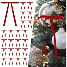Fiocchi per albero di Natale in velluto rosso, 24 pezzi, larghezza 3/8 pollici, 5x7