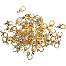 Fecho de lagosta de metal, 50 unidades, 9,5 x 18 mm, dourado.