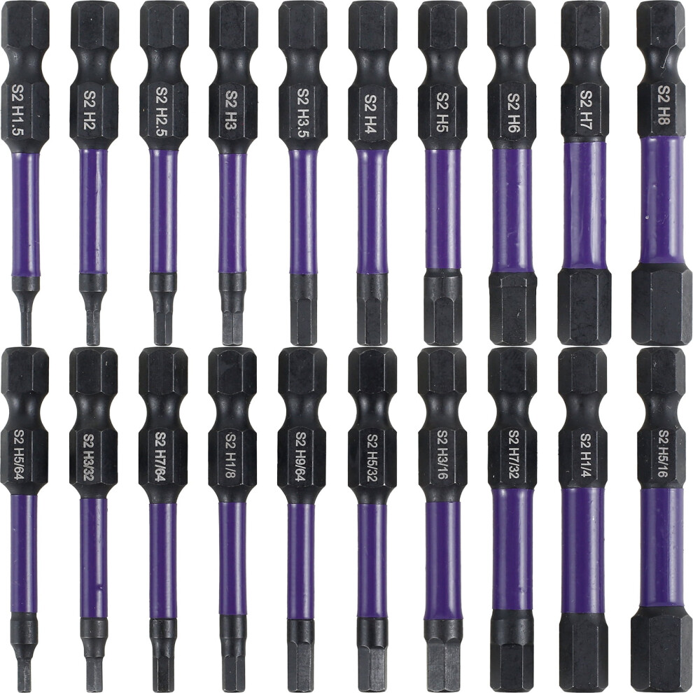 S2 Steel Impact Hex Bit Set Sae Metric 20 Pcs 901085114319