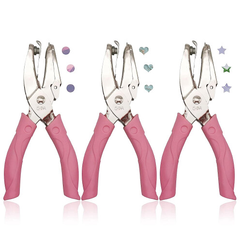 Handheld Hole Punch Set Heart Star Circle 3 pcs
