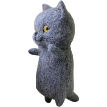 Kit de feutrage à l'aiguille en feutrine gris foncé chaton 1 set