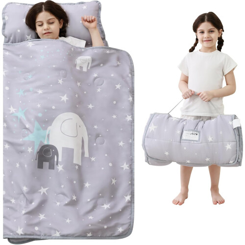 Colchonete infantil extra grande com travesseiro e cobertor.